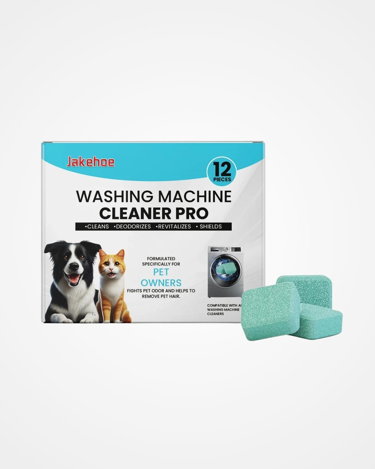 12PCS Washing Machine Cleaning Tablets | Remove Pet Hair, Odors & Deep Clean Laundry Machine