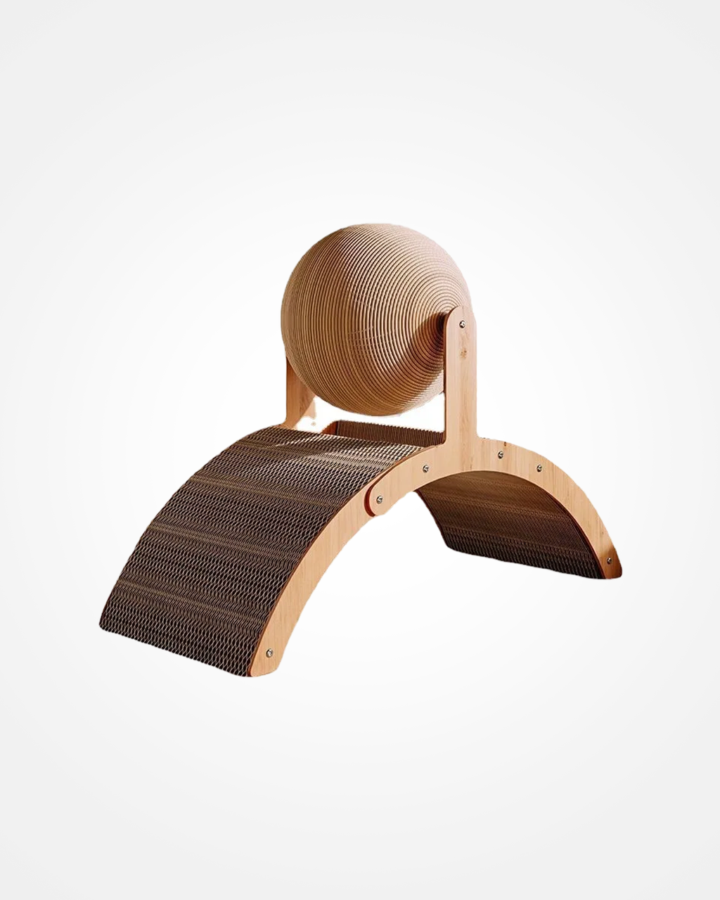 2-in-1 Wooden Cat Scratcher Ball - Sisal Scratch Board with Grinding Paw Toy