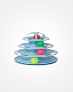 4-Tier Rotating Track Cat Toy - Interactive Rolling Ball Tower for Indoor Cats