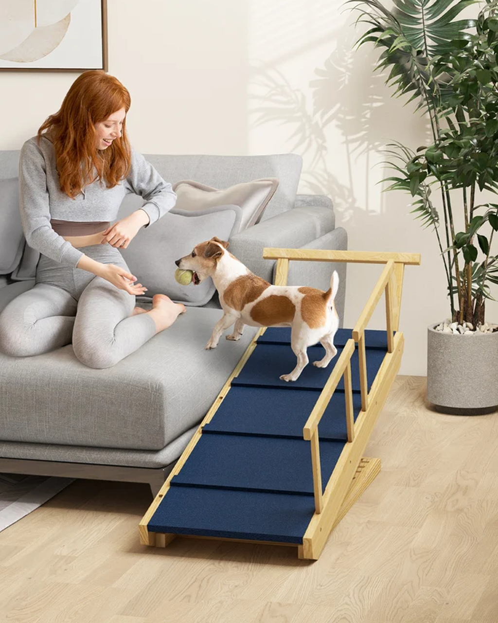 Adjustable Foldable Dog Ramp with Non-Slip Mat