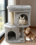 Compact Cat Tree with Two Condos and Scratching Posts