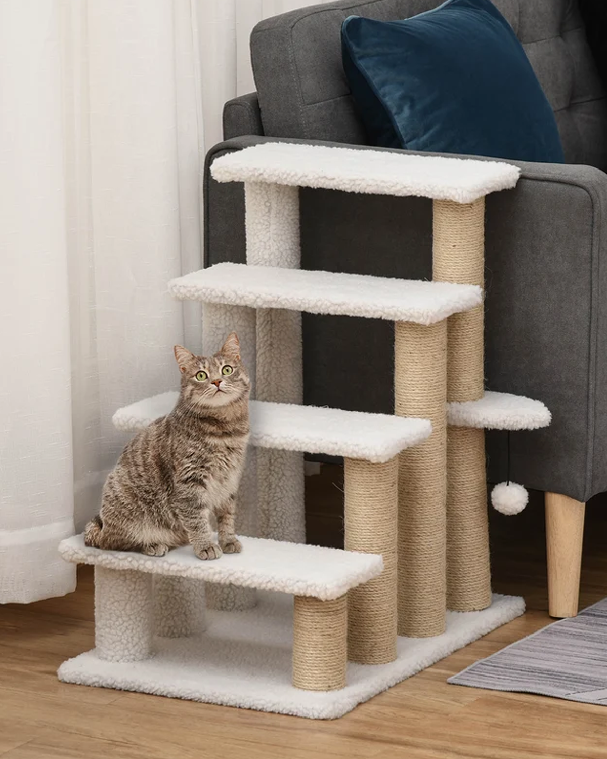 Four-Level Cat Steps with Scratching Posts