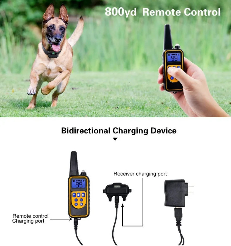 Waterproof Dog Training Collar with Remote Control | Rechargeable Anti-Bark Training Device for All Size Dogs