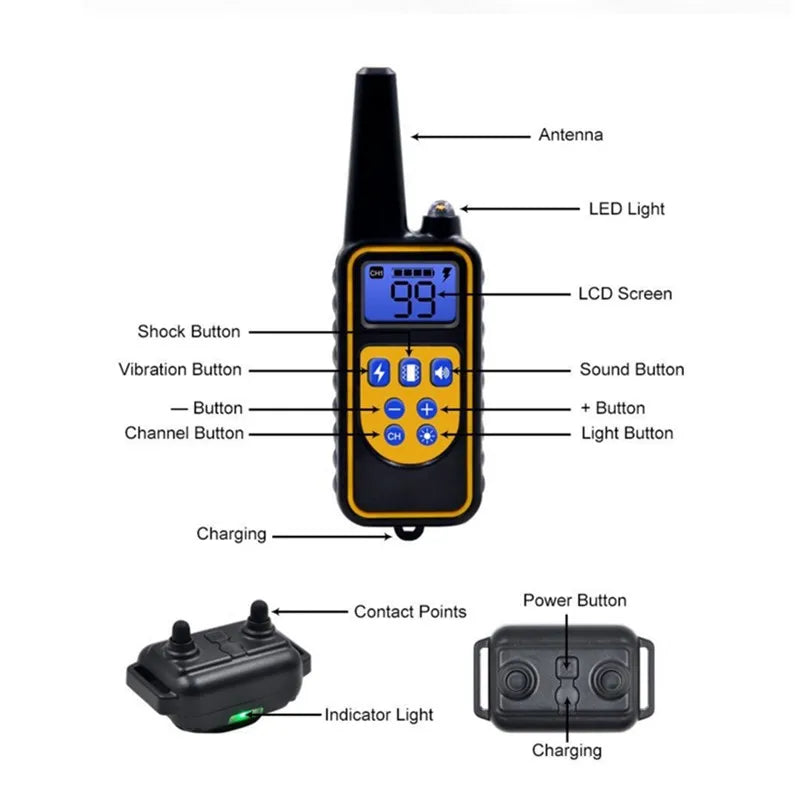 Waterproof Dog Training Collar with Remote Control | Rechargeable Anti-Bark Training Device for All Size Dogs