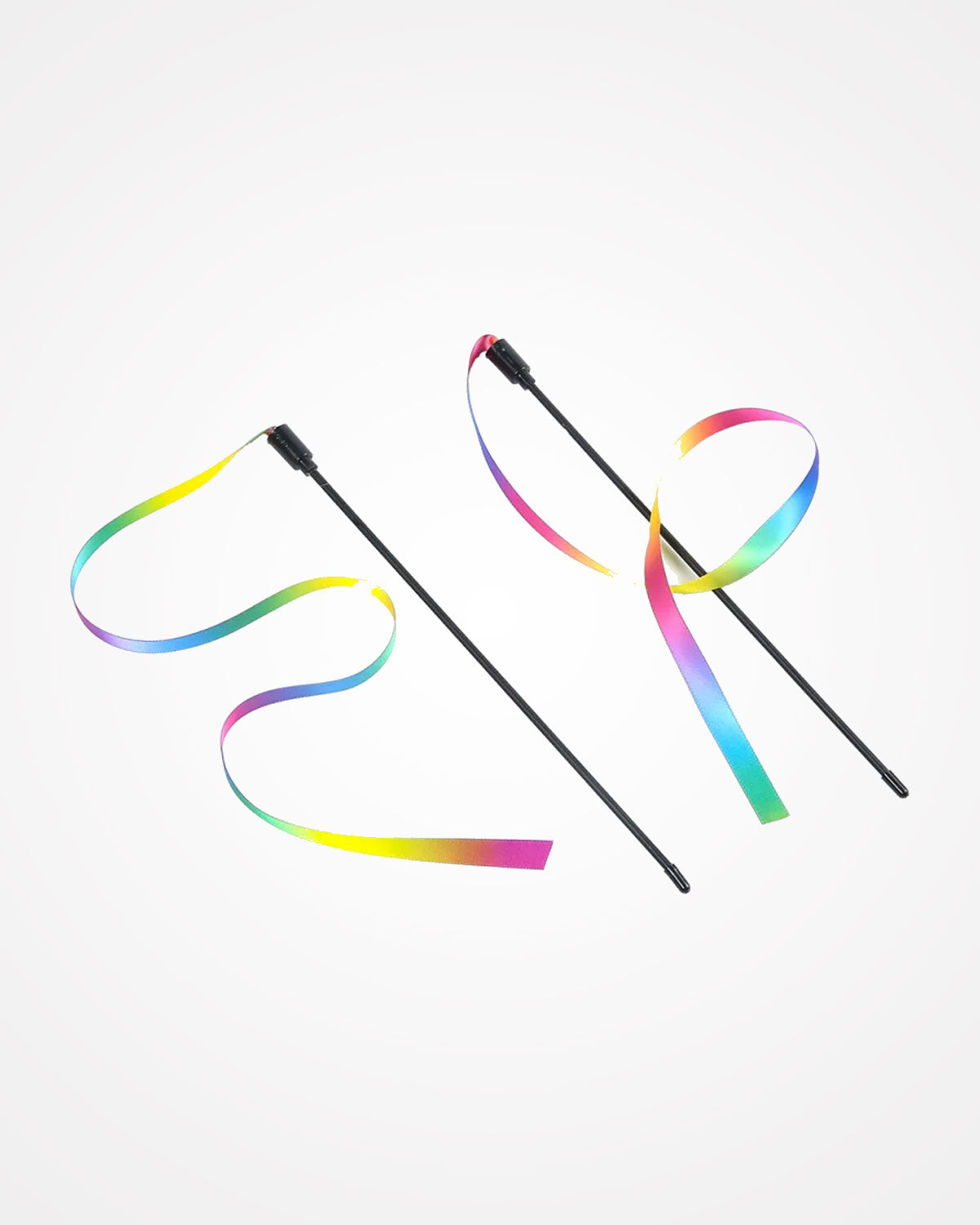 Interactive Ribbon Cat Teaser Wand Toy | Colorful Nylon Featherless Chase Toy for Kittens & Cats