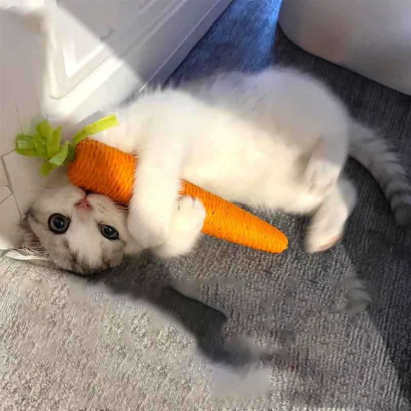 Carrot Shaped Cat Chew Toy with Bell | Durable Teething & Claw Grinding Toy for Kittens & Cats