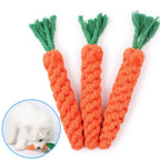 Carrot Rope Dog Chew Toy | Durable Braided Cotton Bite Toy for Puppy Teething & Dental Cleaning