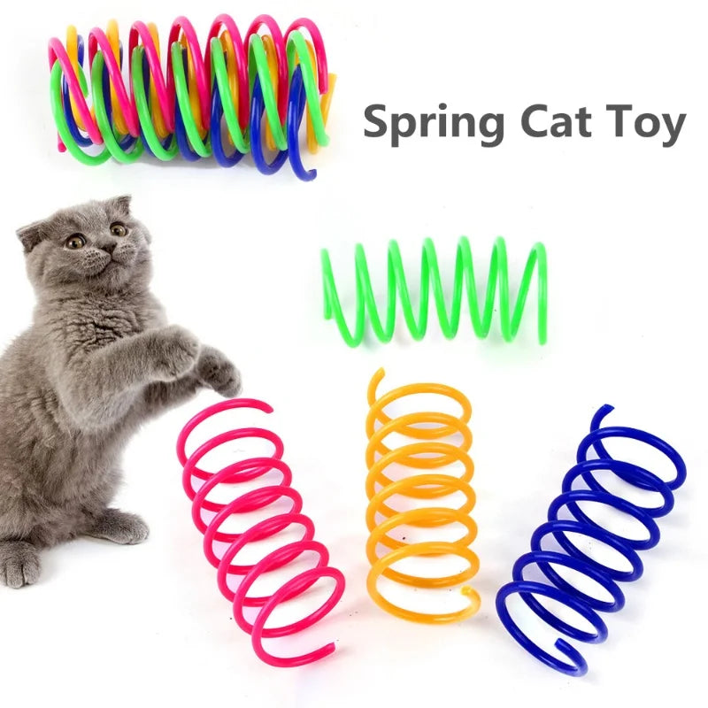 Colorful Plastic Spring Cat Toy | Interactive Jumping Chew Toy for Cats & Kittens