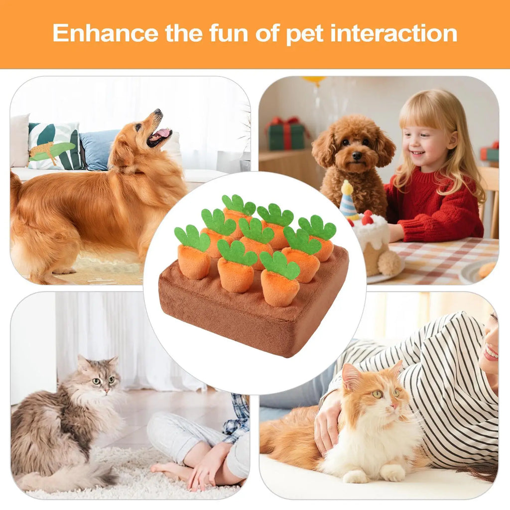 Dog Snuffle Mat - Interactive Slow Feeder Puzzle with Removable Carrots