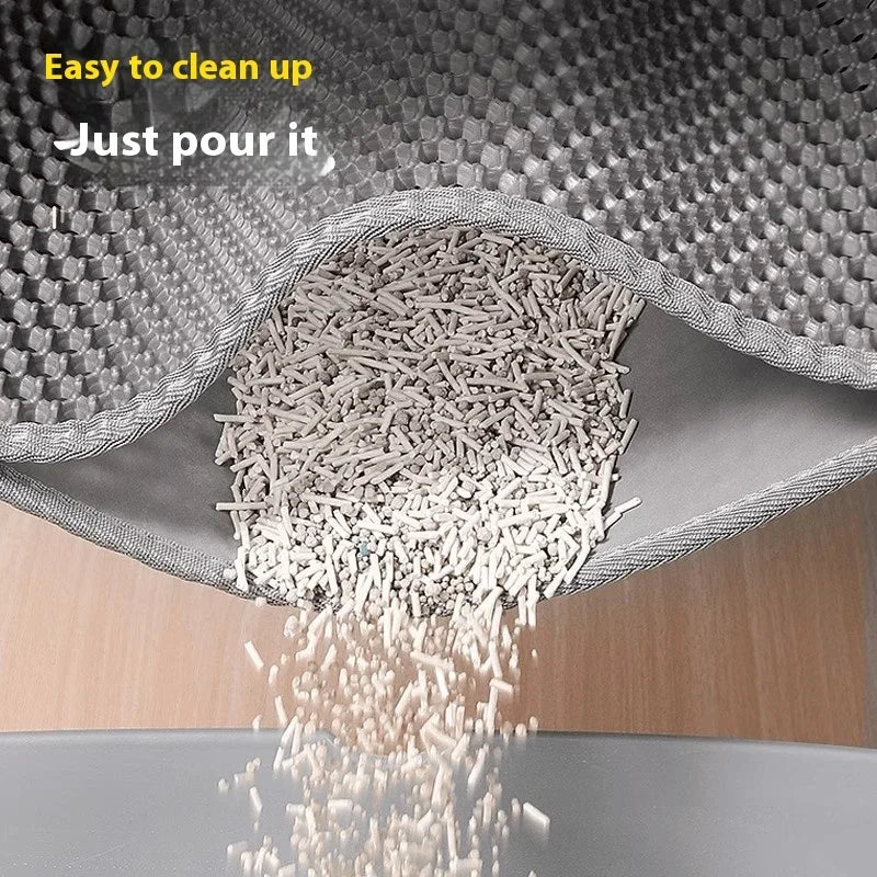 Large Cat Litter Mat 90x60cm | Waterproof Double Layer Litter Trapper Pad with Non-Slip Base