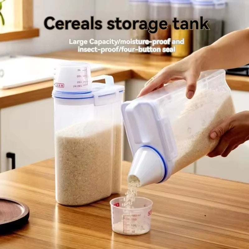 2KG Pet Food Storage Container with Measuring Cup & Lid | Airtight Rice & Grain Storage Canister