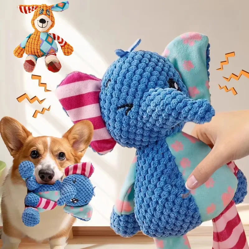 Plush Squeaky Dog Toy | Bite Resistant Interactive Chew Toy for Teeth Cleaning & Play