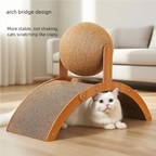 2-in-1 Wooden Cat Scratcher Ball - Sisal Scratch Board with Grinding Paw Toy
