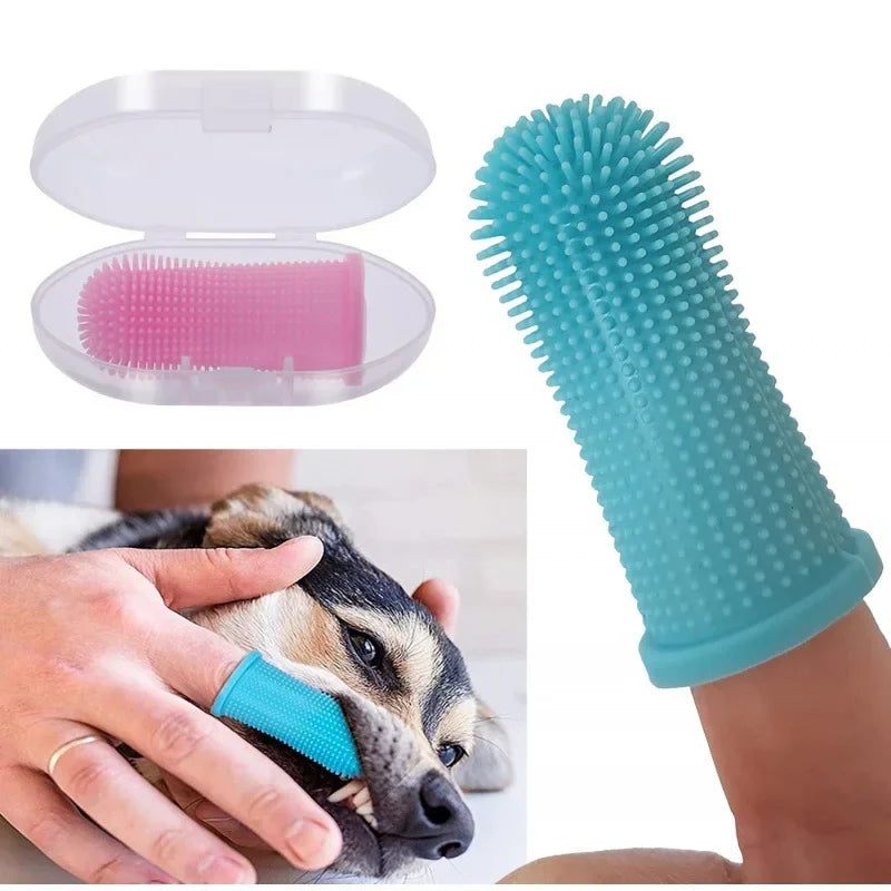 Dog & Cat Finger Toothbrush with Storage Case | Soft Silicone Pet Dental Brush