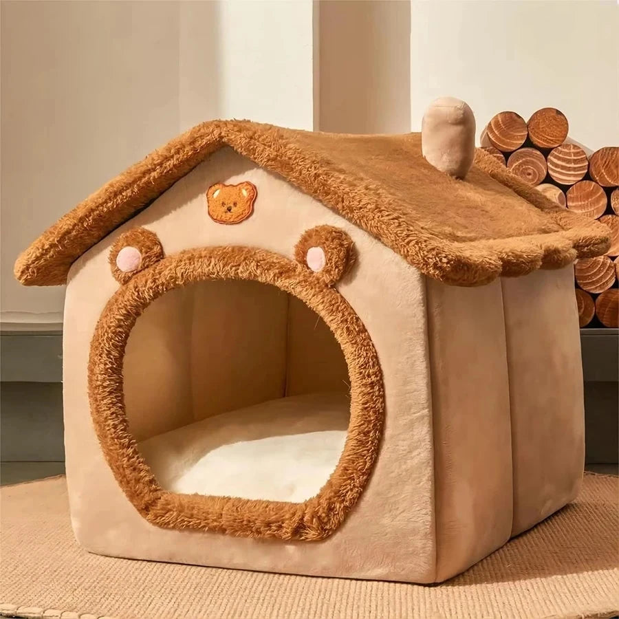 Winter Foldable Pet House Removable Washable Bed Puppy Cave Sofa