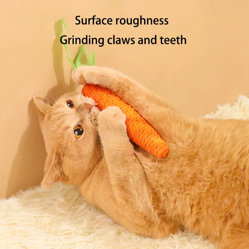 Carrot Shaped Cat Chew Toy with Bell | Durable Teething & Claw Grinding Toy for Kittens & Cats