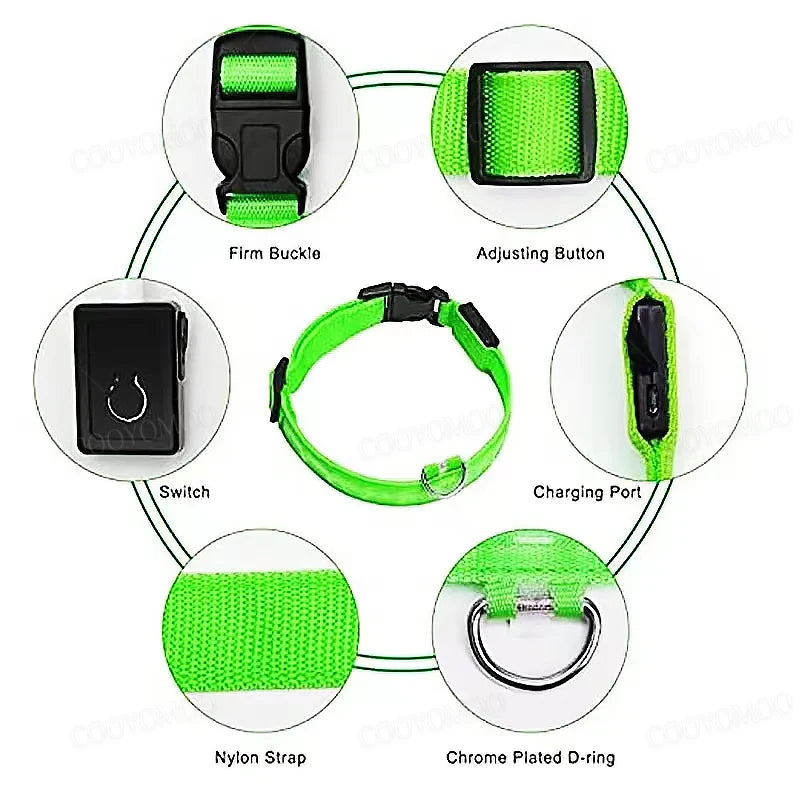 LED Glow Dog Collar | USB Rechargeable Luminous Safety Collar for Night Walks & Pet Visibility