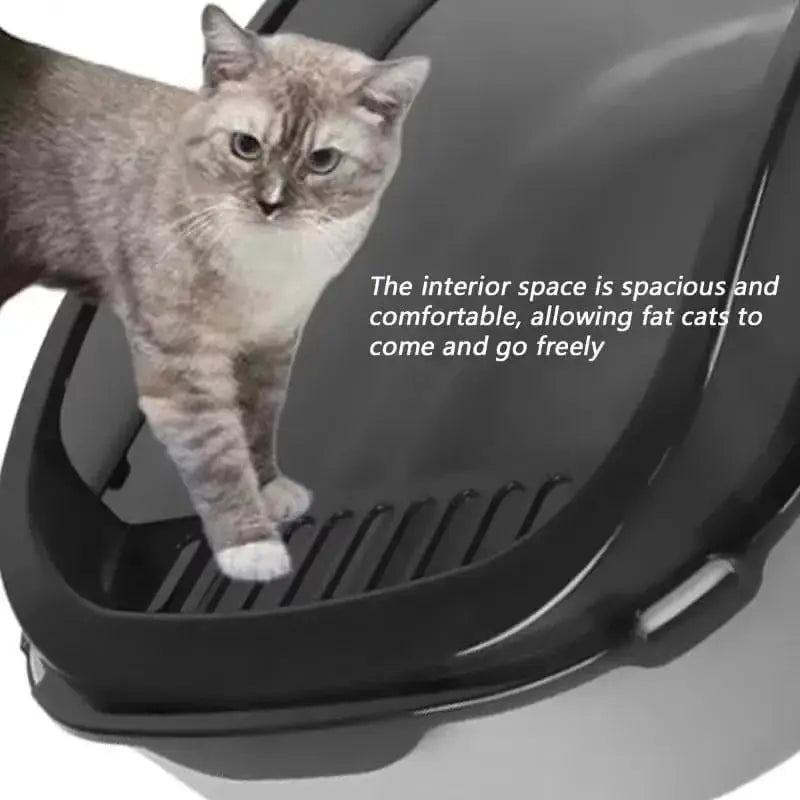 P Semi-Enclosed Cat Litter Box Splashproof Kitten Toilet Tray Pet