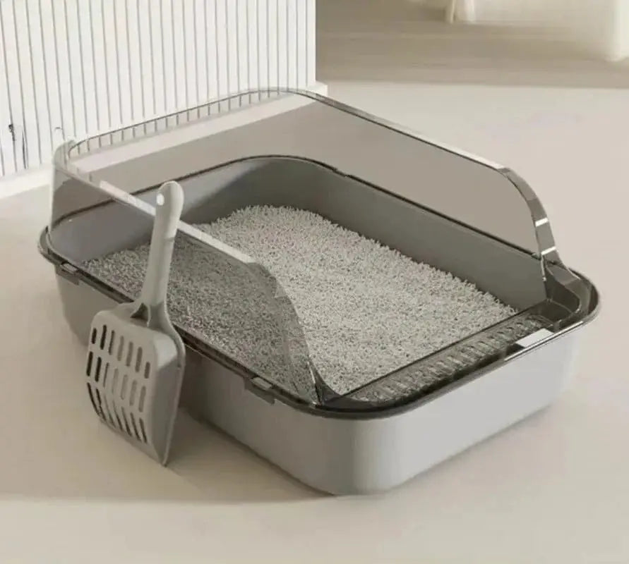 P Semi-Enclosed Cat Litter Box Splashproof Kitten Toilet Tray Pet