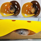 Collapsible Cat Tunnel & Felt Nest - Deformable Splicing Play Tube with Pom-Poms