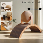 2-in-1 Wooden Cat Scratcher Ball - Sisal Scratch Board with Grinding Paw Toy