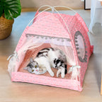 Semi-Enclosed Pet Flower Tent Bed - Cozy All-Season Nest for Cats & Small Dogs