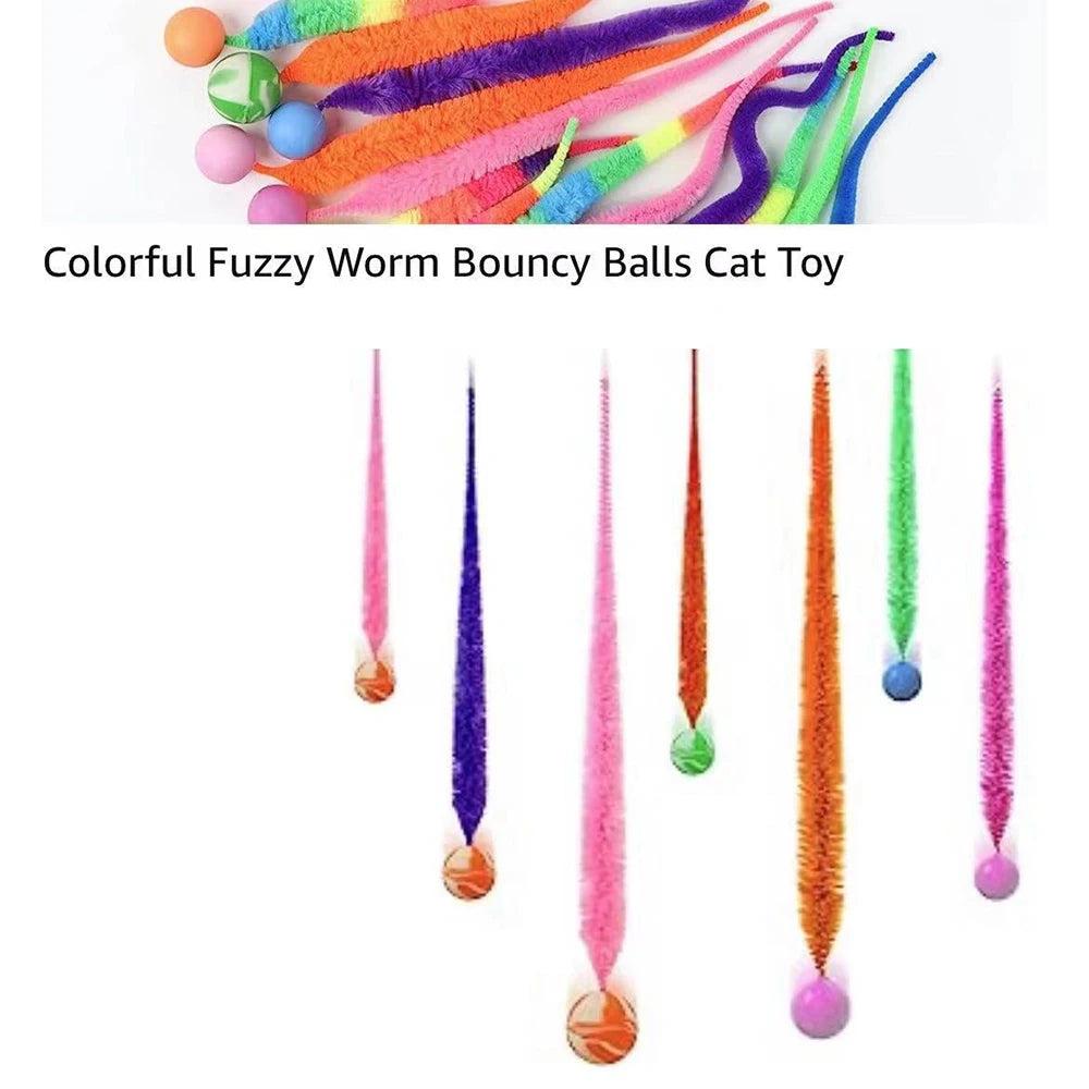 Interactive Cat Bouncing Ball Toy | Colorful Worm Caterpillar Teaser Toy for Indoor Cats & Kittens