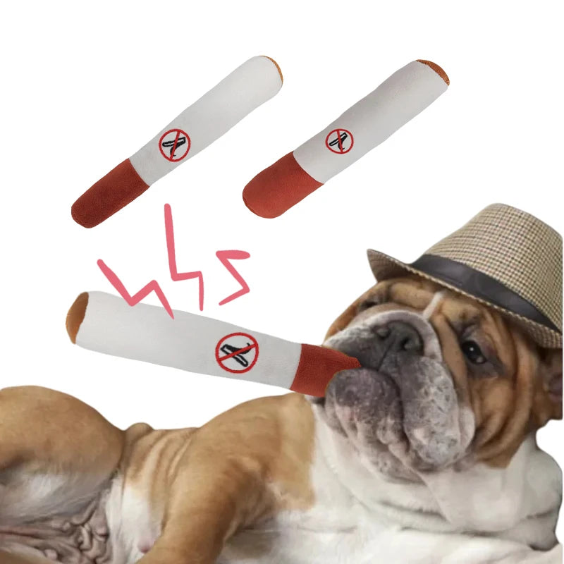 Interactive Cigar Dog Toy | Squeaky Plush Chew Toy for Puppies & Small Dogs