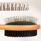 Double-Sided Pet Grooming Brush with Stainless Steel Pins and Bristles for Dogs and Cats