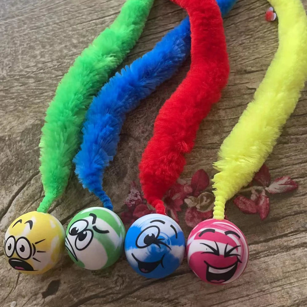 Interactive Cat Bouncing Ball Toy | Colorful Worm Caterpillar Teaser Toy for Indoor Cats & Kittens