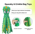 No Stuffing Octopus Squeaky Dog Toy | Soft Plush Teething & Interactive Chew Toy for Puppies