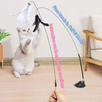 Hands-Free Cat Teaser Wand Toy with Suction Cup & Feather Bird | Interactive Kitten Play Toy