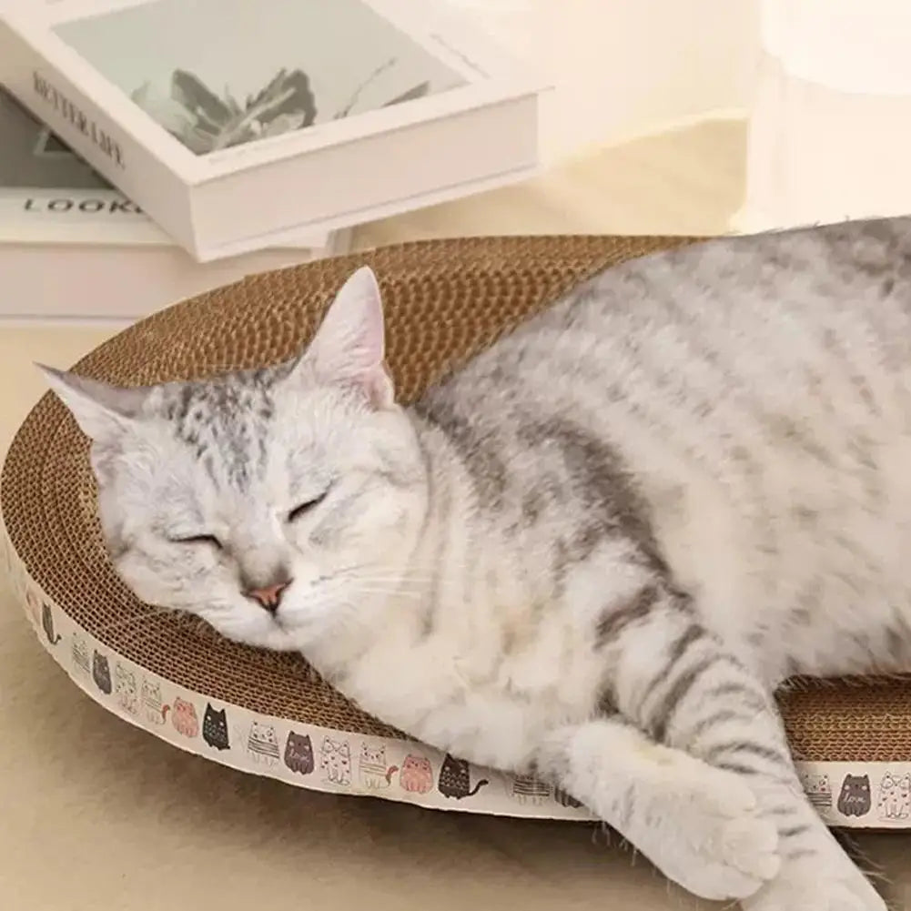 Round Corrugated Cat Scratcher Bed - Wear-Resistant Cardboard Scratching Pad & Nest