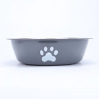 Stainless Steel Dog Bowl with Silicone Anti-Slip Base | Paw Print Pet Food & Water Bowl for Dogs & Cats