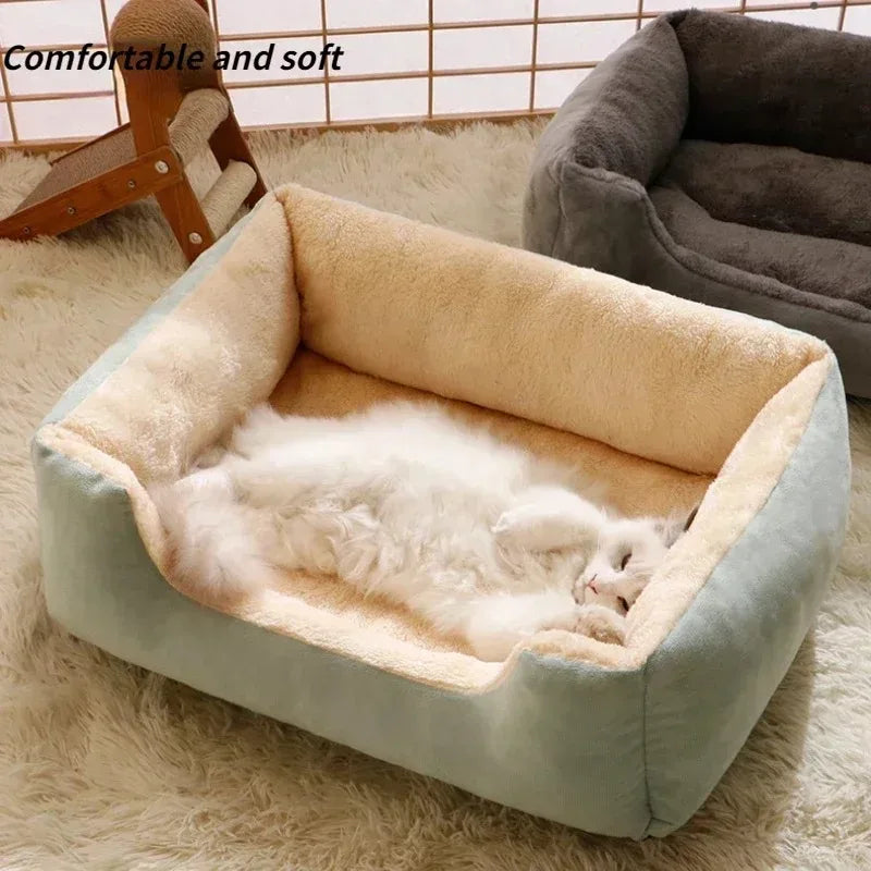 Plush Cat & Small Dog Bed | Soft Cozy Pet Cushion Basket for Indoor Cats & Puppies
