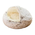 Soft Plush Cat Bed with Cover | Warm Round Sleeping Nest Cave for Cats & Small Dogs