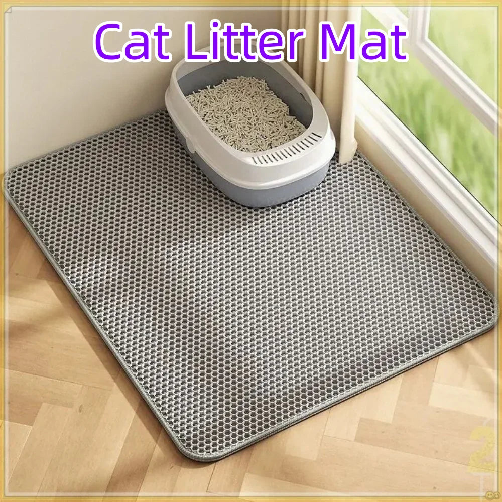 Large Cat Litter Mat 90x60cm | Waterproof Double Layer Litter Trapper Pad with Non-Slip Base