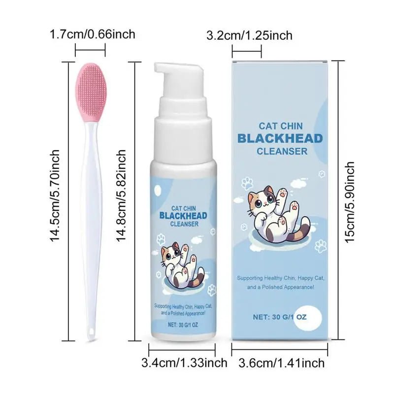Pet Chin Cleaner 30g | Cat & Dog Black Chin Care Lotion with Cleaning Brush