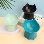 Elevated Cat Bowl with Tilted Edge | Anti-Tip Raised Feeding Dish for Cats & Kittens