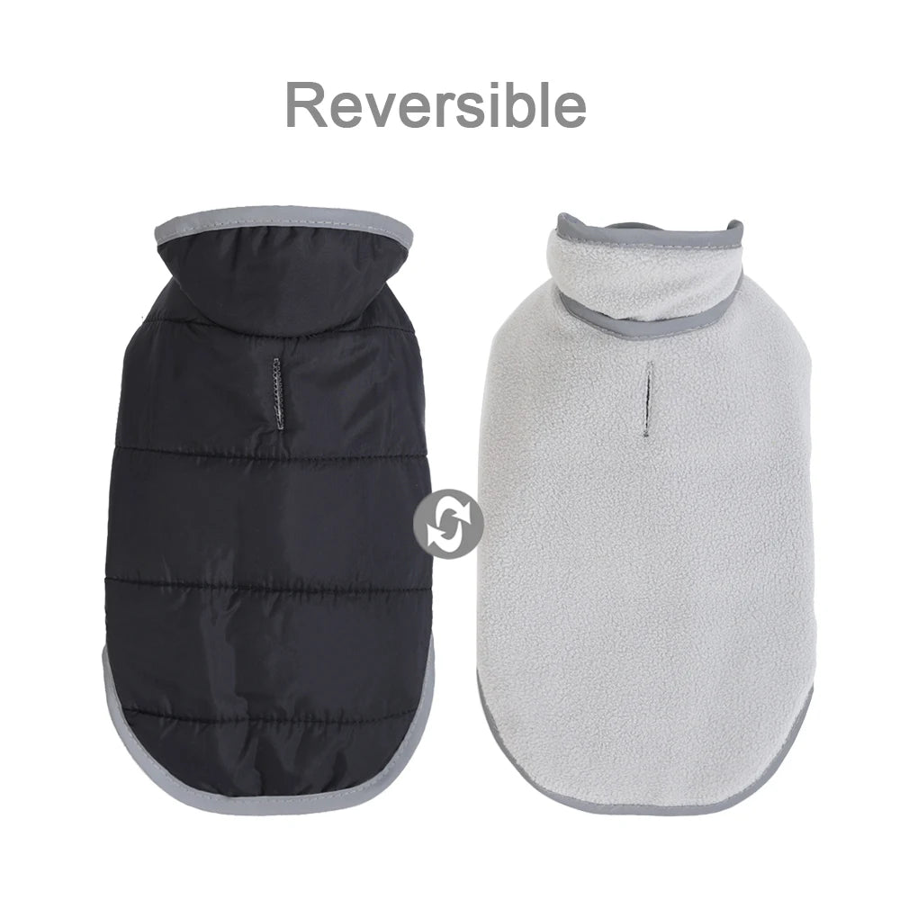 Reversible Winter Pet Coat - Reflective Warm Jacket for Small & Medium Dogs & Cats