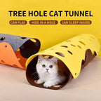 Collapsible Cat Tunnel & Felt Nest - Deformable Splicing Play Tube with Pom-Poms