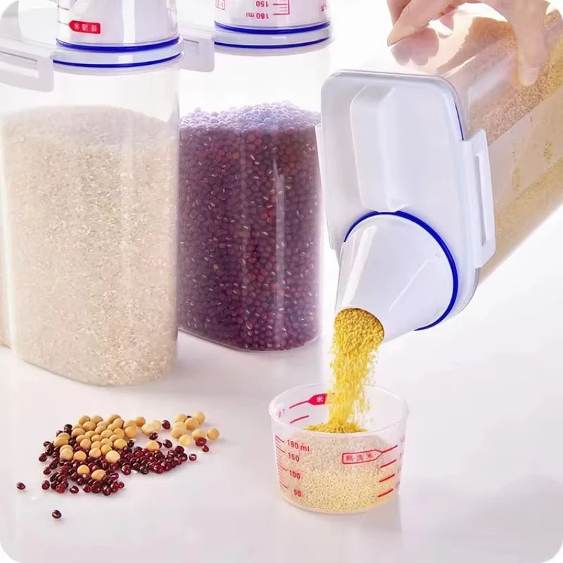 2KG Pet Food Storage Container with Measuring Cup & Lid | Airtight Rice & Grain Storage Canister