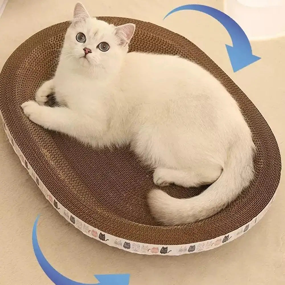 Round Corrugated Cat Scratcher Bed - Wear-Resistant Cardboard Scratching Pad & Nest