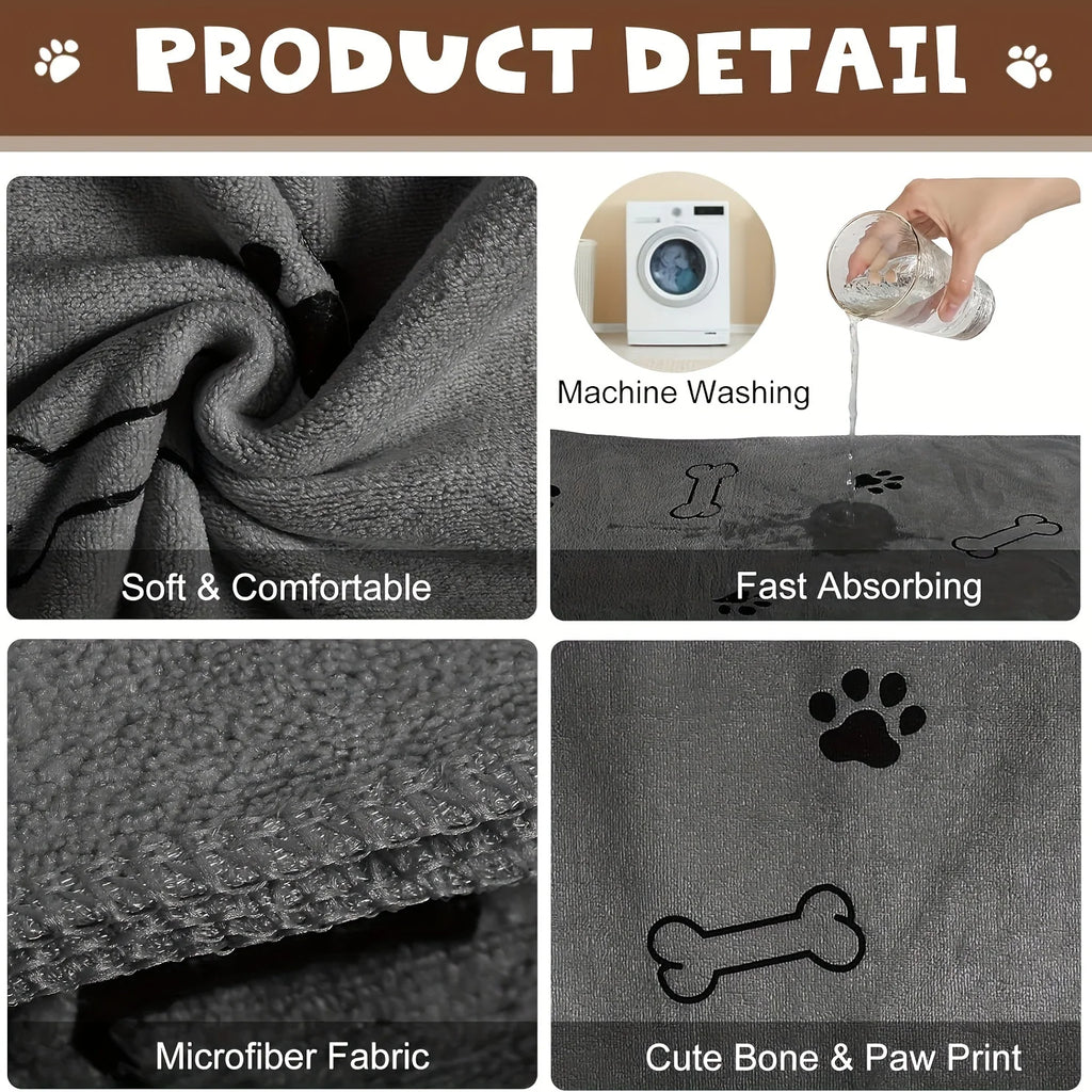 Quick Drying Microfiber Dog Towel | Super Absorbent Pet Bath Towel for Dogs & Cats