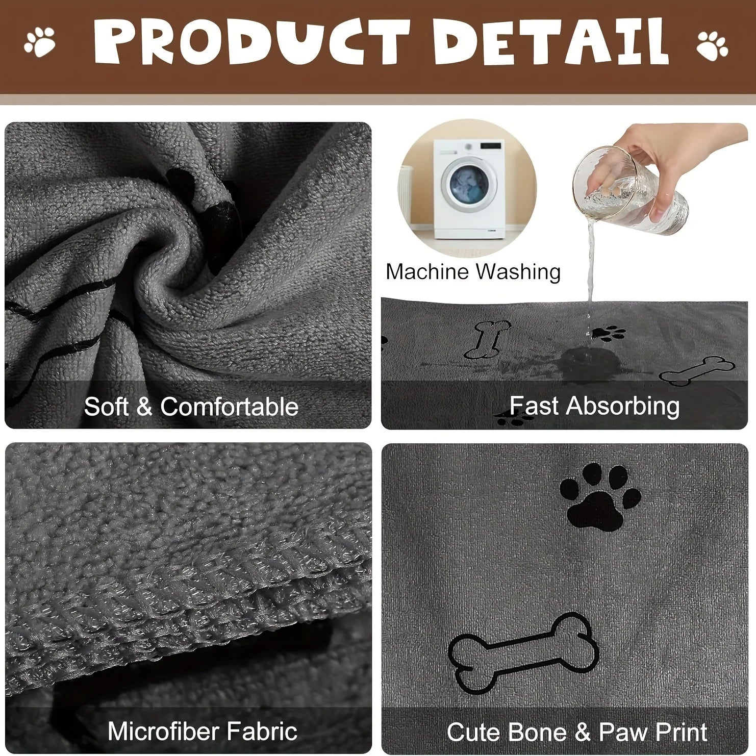 Quick Drying Microfiber Dog Towel | Super Absorbent Pet Bath Towel for Dogs & Cats
