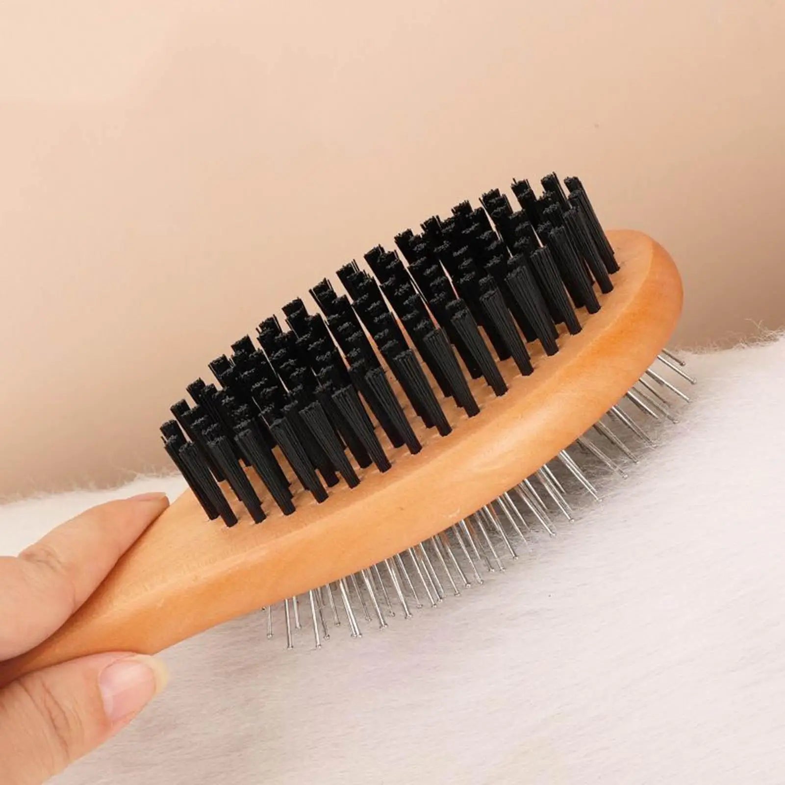 Double-Sided Pet Grooming Brush for Dogs & Cats | Hair Remover Comb with Stainless Steel Bristles