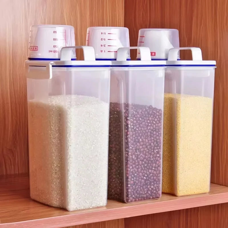 2KG Pet Food Storage Container with Measuring Cup & Lid | Airtight Rice & Grain Storage Canister
