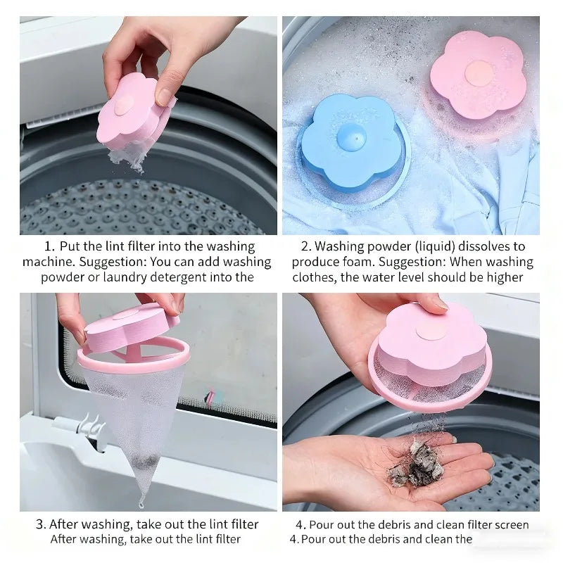 2/4PCS Reusable Laundry Ball With Mesh For Washing Machine Plum