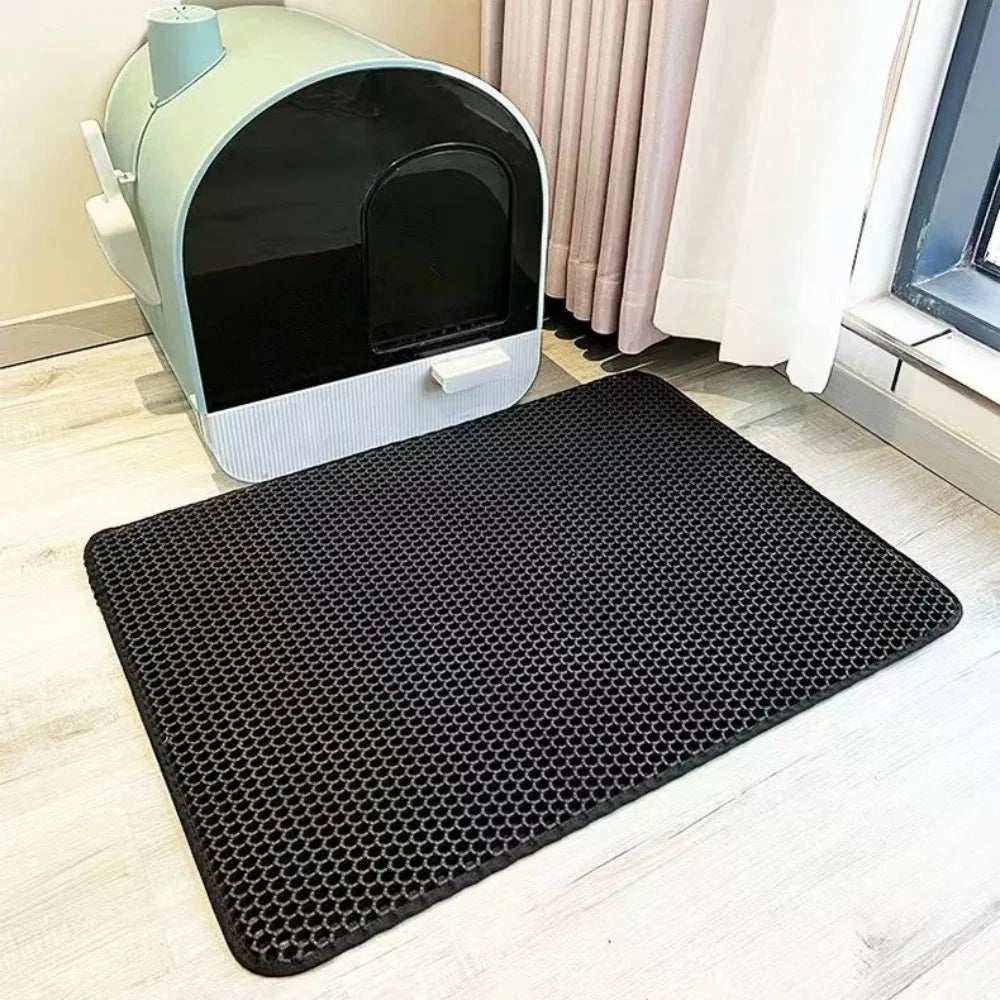90x60CM Cat Litter Mat | Waterproof Double Layer Washable Litter Trapper Pad for Cats