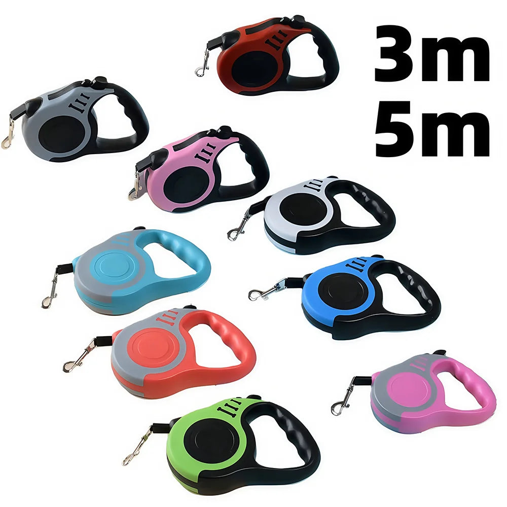 Retractable Dog Leash 3m/5m | Strong Nylon Automatic Lead for Small & Medium Dogs & Cats
